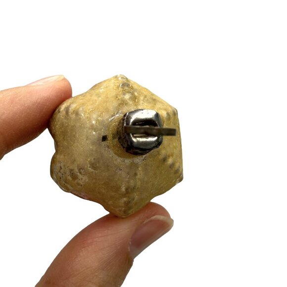 2 Vintage Miniature Feather Tree Star-Shaped Indent Glass Christmas Ornaments - Picture 6 of 7